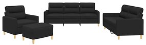 3201548 vidaXL Set de canapele cu perne, 4 piese, negru, textil