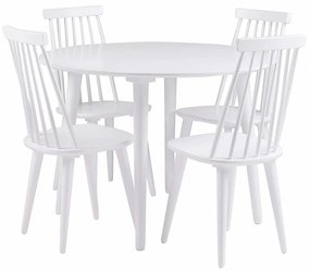 Masă de dining din lemn arbore de cauciuc Rowico Lottle, ⌀ 106 cm, alb