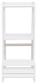 Inaltator Learning Tower Ajustabil, Ajutor de bucatarie MeowBaby  , lemn Alb