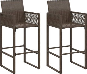 vidaXL Scaune de bar pentru grădină, 2 buc., maro, poliratan