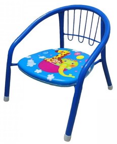 Scaun metalic pentru copii Novokids™ Little chair, Sezut moale cu sunete, Interior si exterior, Dimensiuni 36x36x34 cm, Vopsea lucioasa, Albastru