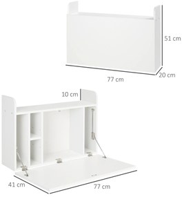 HOMCOM Birou suspendat, masă de perete rabatabilă și birou de perete cu depozitare - 77 x 20 x 51 cm | Aosom Romania