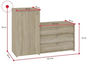 Supermobel Pantofar RUBIN S16, 98,4x68/43x33, wenge