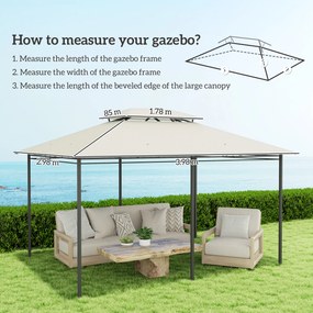 Outsunny Husă de schimb pentru pavilion husă pentru tonelă 4 x 3 m, acoperiș dublu cu orificii de drenaj, poliester 180 g/m², crem | Aosom Romania