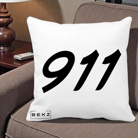 Perna Personalizata 911 Bold, 40x40 cm, Alba Mata, Husa Detasabila, Perna Inclusa, BEKZ®