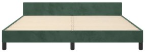 Cadru de pat cu tablie, verde inchis, 180x200 cm, catifea Verde inchis, 180 x 200 cm, Culoare unica si cuie de tapiterie