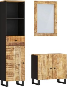 vidaXL Set mobilier de baie, 3 piese, lemn masiv de mango