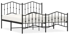 373812 vidaXL Cadru pat metalic cu tăblii de cap/picioare , negru, 183x213 cm