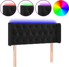 vidaXL Tăblie de pat cu LED, negru, 103x16x78/88 cm, catifea