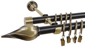 Galerie dubla duo TWISTER 19/19 mm negru aur antic (Alege marime: 280 cm)