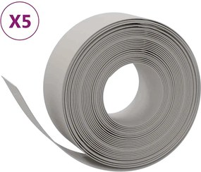 vidaXL Borduri de grădină, 5 buc, gri, 10 m 20 cm, polietilenă
