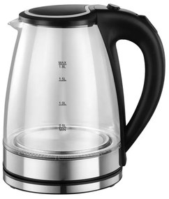 Cana electrica Rosberg R51230L, 1800W, 1.8L, Sticla, Inox/Negru