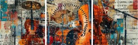 Tablou - Instrumente muzicale (cu ceas) (90x30 cm)