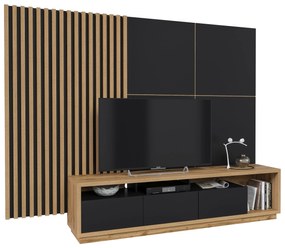 Mobilier living Celcey Typ 10 (Stejar wotan + Negru). 1108325