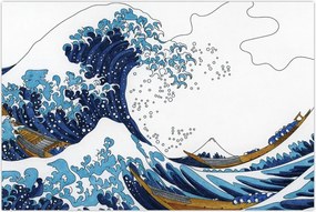 Tablou - Desen japonez, valuri (90x60 cm)