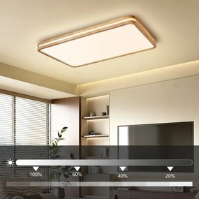 Brilagi - Corp de iluminat LED reglabil MOLINA SQUARE LED/128W/230V, stejar, 90x60 cm + telecomandă