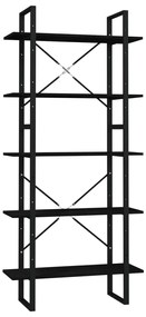 3081997 vidaXL Bibliotecă cu 5 rafturi, negru, 80x30x175 cm, lemn masiv de pin