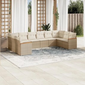 vidaXL Set canapele de grădină cu perne, 10 piese, bej, poliratan