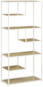HOMCOM Bibliotecă raft de depozitare cu 7 niveluri cadru din oțel stil industrial 83 x 34 x 180 cm stejar | Aosom Romania