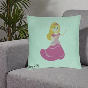 Perna Personalizata Printesa Roz cu Microfon, 40x40 cm, Verde Menta, Husa Detasabila, Perna Inclusa, BEKZ®