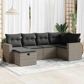 3325386 vidaXL Set mobilier grădină cu perne, 6 piese, gri, poliratan