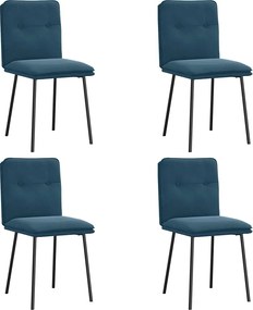 vidaXL Scaune de bucătărie, 4 buc., albastru, catifea