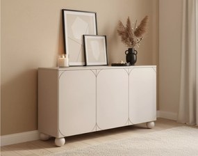 Comodă cu trei uși pe picioare rotunde Sonatia II 150 cm - cașmir