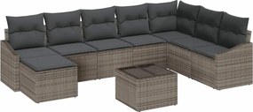 vidaXL Set de canapele pentru grădină 8 pcs Gri deschis poliratan