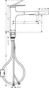 Baterie bucatarie Hansgrohe Zesis M33 160, dus extractibil, pivotanta, 2 jeturi, negru mat - 74801670