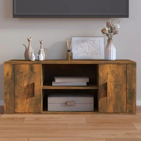 vidaXL Comodă TV, stejar fumuriu, 100x35x40 cm, lemn prelucrat