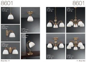 Lustra aplicata cu 5 brate clasic design italian din alama si sticla 8601 RA-PL. 8621/5