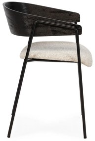 Set de scaune de sufragerie negru/bej cu cotiere 2 buc. tapițat Cora – MOME