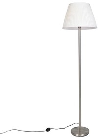 Lampa de podea moderna din otel cu abajur plisat alb 45 cm - Simplo