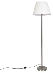 Lampa de podea moderna din otel cu abajur plisat alb 45 cm - Simplo