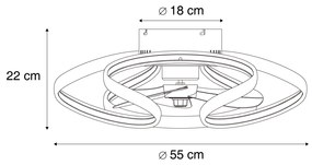 Ventilator de tavan alamă 55cm incl. LED Dimmabil cu telecomandă - Mandy