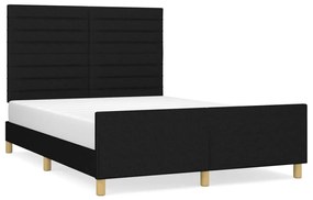 3125140 vidaXL Cadru de pat cu tăblie, negru, 140x200 cm, textil