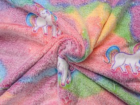 Patura fosforescenta microflanel UNICORN 150x200 cm roz
