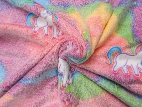 Patura fosforescenta microflanel UNICORN 150x200 cm roz