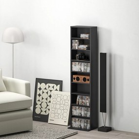 HOMCOM Raft Port CD cu 6 Rafturi Reglabile pentru 260 CD-uri/120 DVD-uri Negru | Aosom Romania
