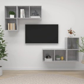 vidaXL Dulapuri TV suspendate, 4 buc, gri beton, lemn prelucrat