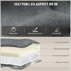Canapea Rabatabila HOMCOM Ergonomica cu Baza Metalica, Scaun capitonat cu Cotiere, pentru Sufragerie, Dormitor, Birou, Gri Inchis | Aosom Romania