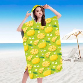 Poncho prosop de plaja LEMONS verde 80x145 cm