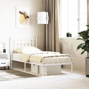 353579 vidaXL Cadru pat metalic cu tăblie, alb, 90x200 cm