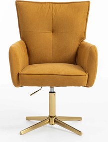HR250CROSS Scaun Catifea Reiată Premium Ruloare Curry Galben Bază Aurie