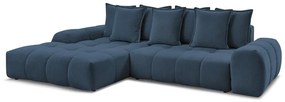Colțar albastru închis extensibil/cu spațiu de depozitare cu tapițerie din chenille (cu colț pe partea stângă/cu șezlong) Everest – Bobochic Paris