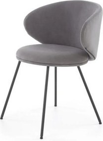 Scaun K587, gri - Mavel 14, stofa catifelata/otel, 60x58x77 cm