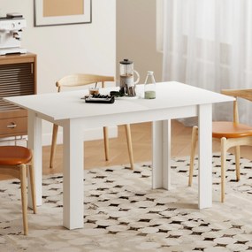 HOMCOM Masă extensibilă 140-180x80cm, albă, pentru 6-8 persoane, pentru spații mici | Aosom Romania
