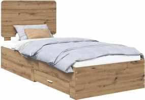 vidaXL Cadru de pat Stejar Artizanal 100 x 200 cm Lemn compozit