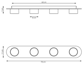 Plafonieră DIAZ 4xGX53/12W/230V negru/maro
