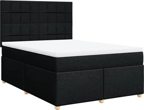 vidaXL Pat box spring cu saltea, negru, 140x190 cm, textil